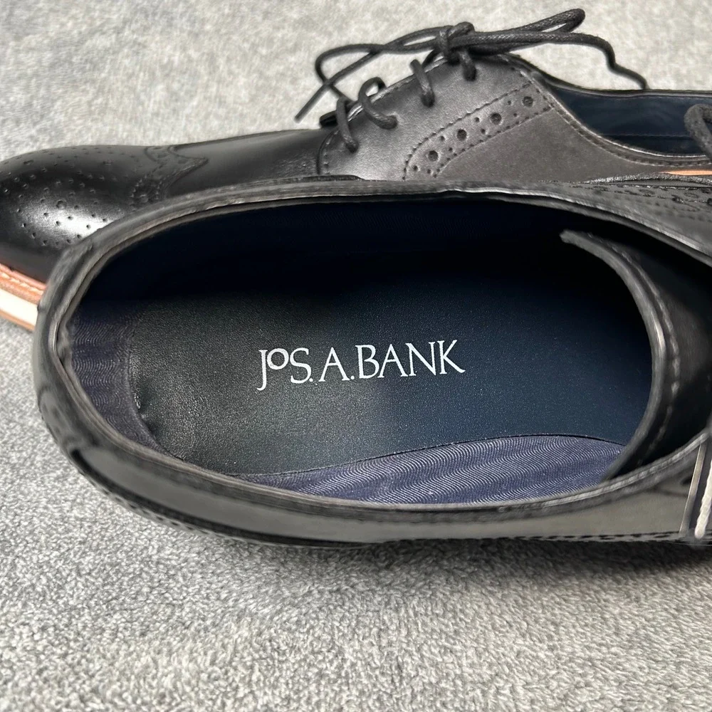 Jos A Bank Wingtip Derby Oxford Dress Shoes Mens Black Leather 9.5 42T4 01 - New